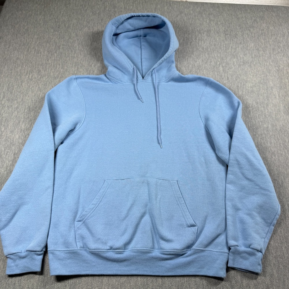 Soffe Hoodie Mens M Blue Pullover Core Fundamentals Fleece Kangaroo Sweatshirt